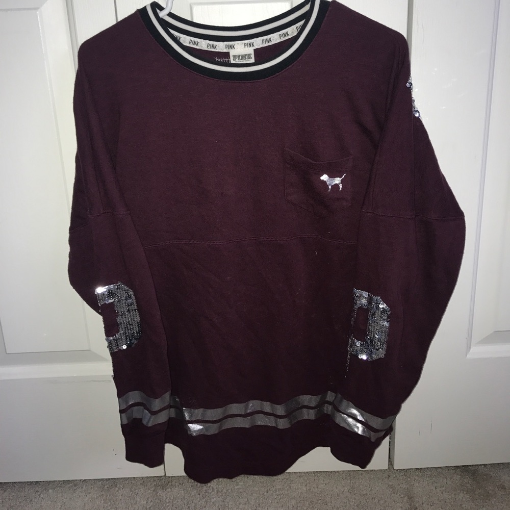 Maroon bling Victoria Secret crew neck sweater!